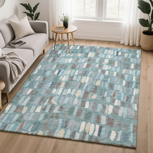 Dalyn Kenner KN5 Teal Rug shown in a room