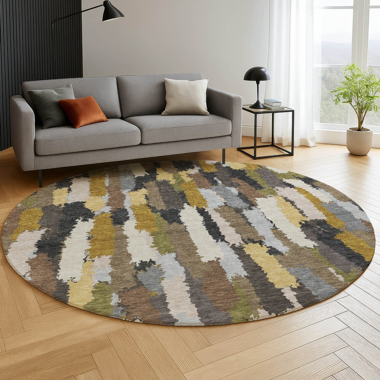 Dalyn Kenner KN6 Black Rug shown in a room