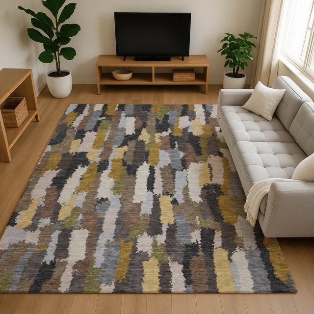 Dalyn Kenner KN6 Black Rug shown in a room