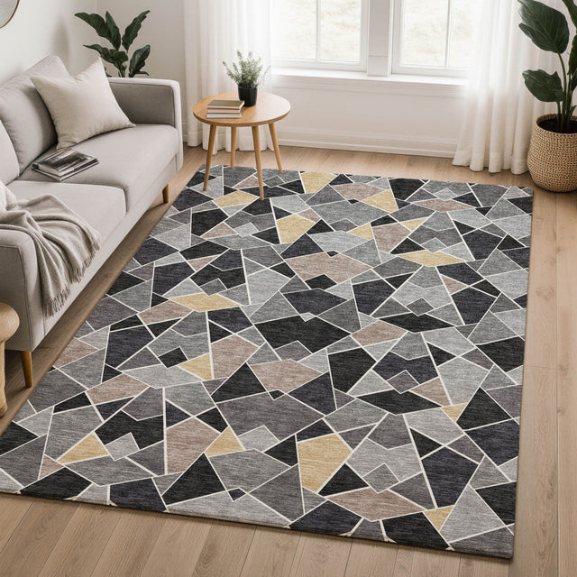 Dalyn Kenner KN8 Black Rug shown in a room