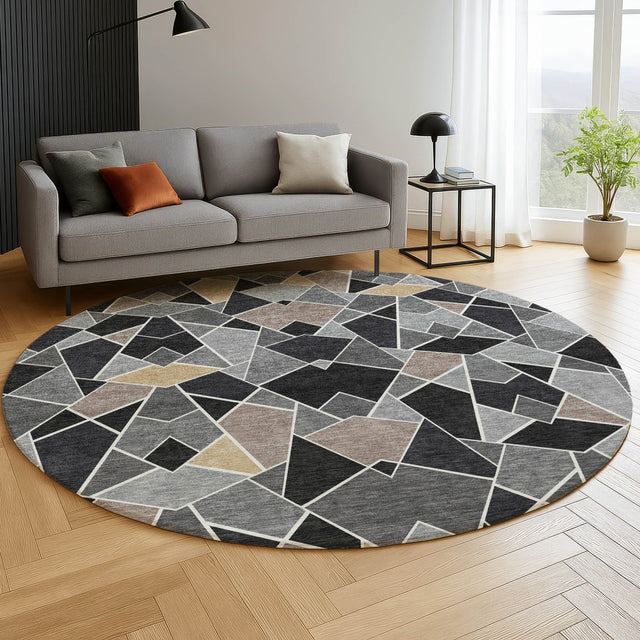 Dalyn Kenner KN8 Black Rug shown in a room