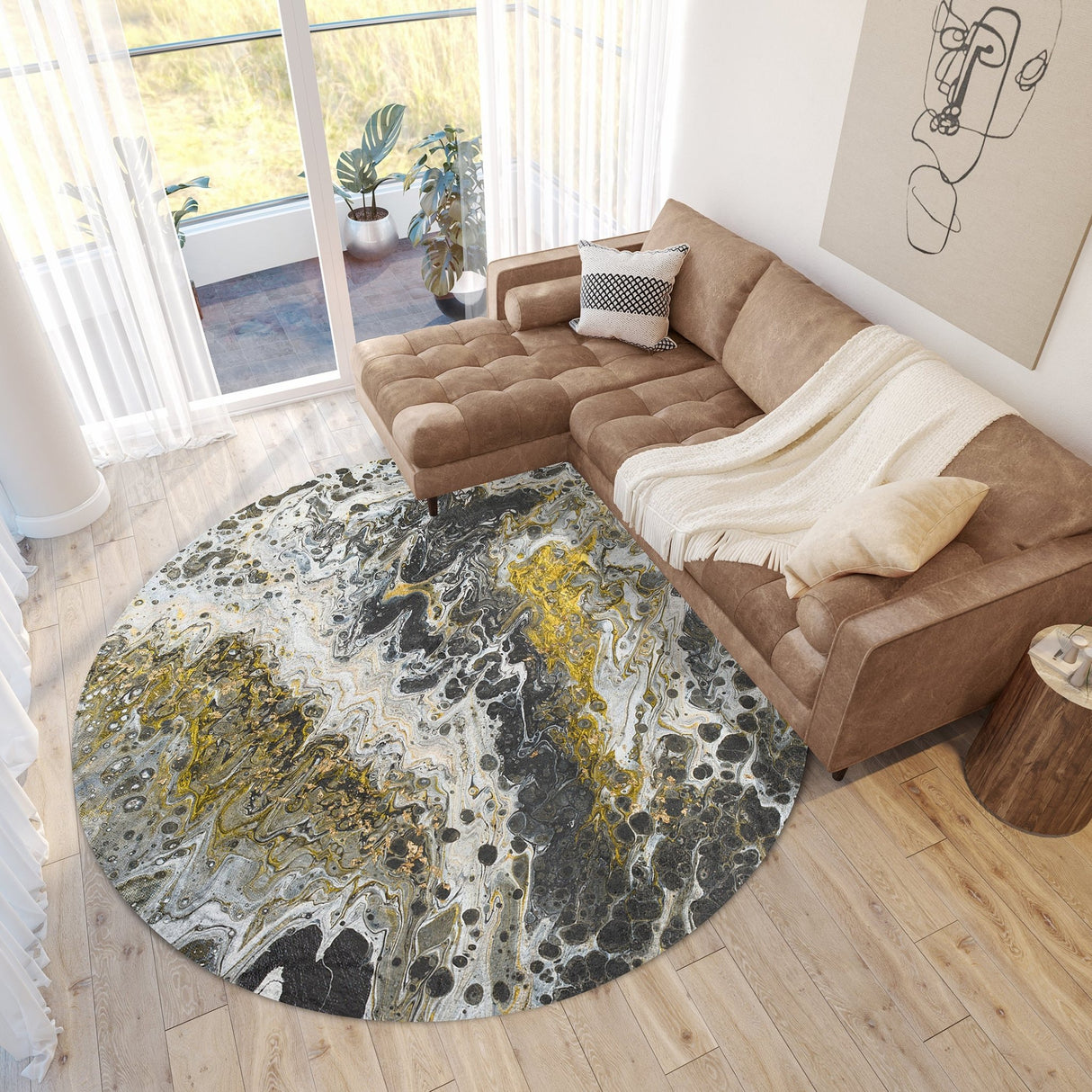 Dalyn Kikiamo KK13 Graphite Rug shown in a room