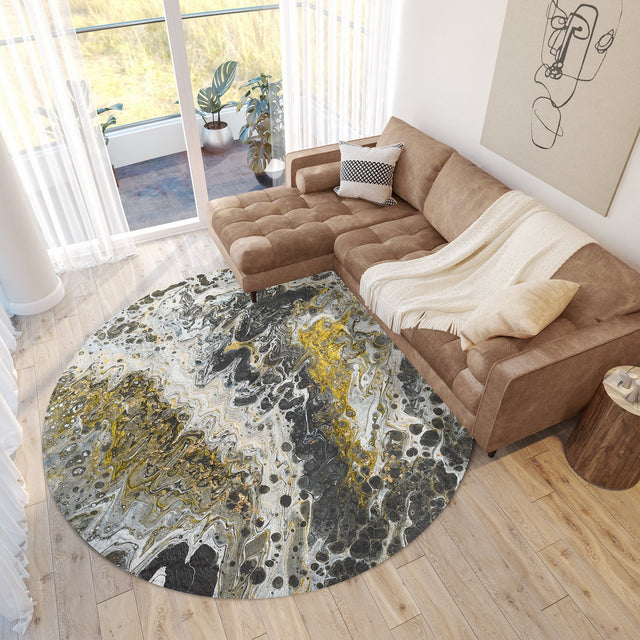 Dalyn Kikiamo KK13 Graphite Rug shown in a room