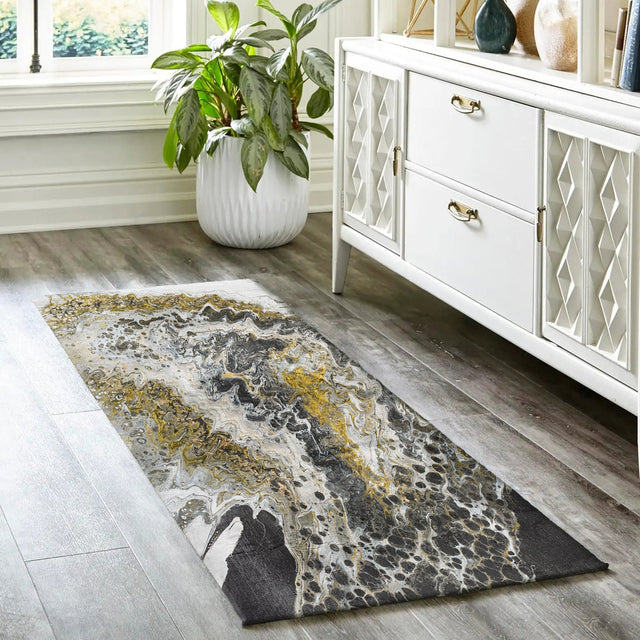 Dalyn Kikiamo KK13 Graphite Rug shown in a room