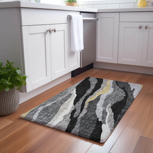 Dalyn Lorenzo LN4 Black Rug shown in a room