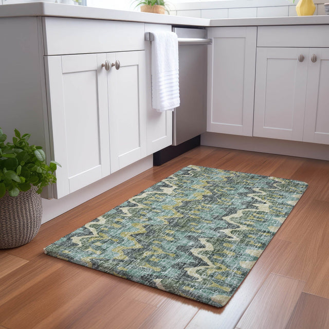 Dalyn Lorenzo LN6 Teal Rug shown in a room