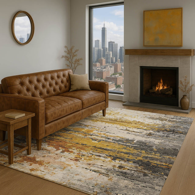 Dalyn Lumara LM1 Graphite Rug shown in a room