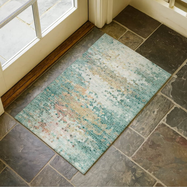 Dalyn Lumara LM1 Seafoam Rug shown in a room