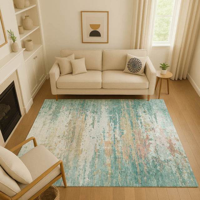 Dalyn Lumara LM1 Seafoam Rug shown in a room