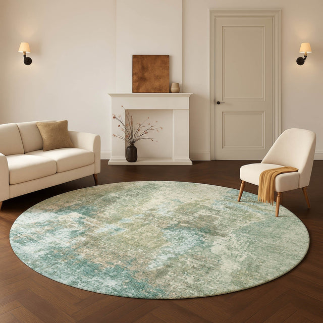 Dalyn Lumara LM2 Seafoam Rug shown in a room