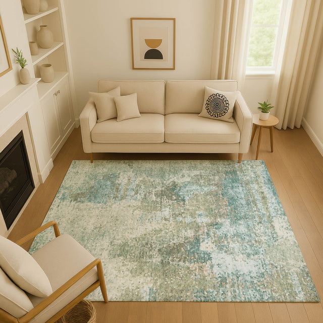 Dalyn Lumara LM2 Seafoam Rug shown in a room