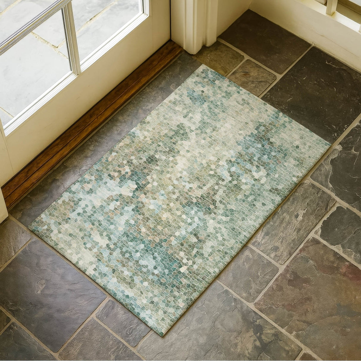 Dalyn Lumara LM2 Seafoam Rug shown in a room