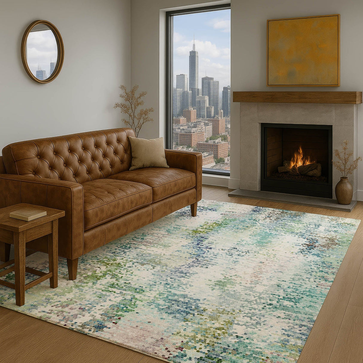 Dalyn Lumara LM5 Aqua Rug shown in a room