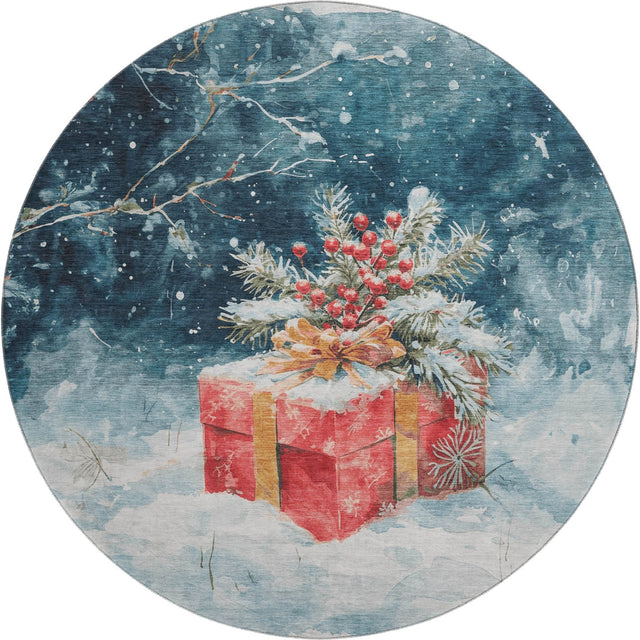 Dalyn Merry & Bright MY13 Blue Rug round rug