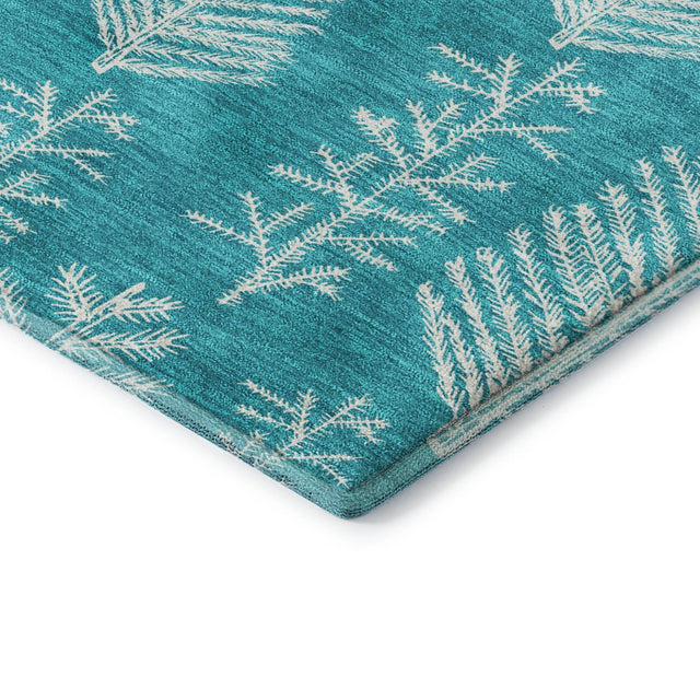 Dalyn Merry & Bright MY21 Teal Rug corner detail