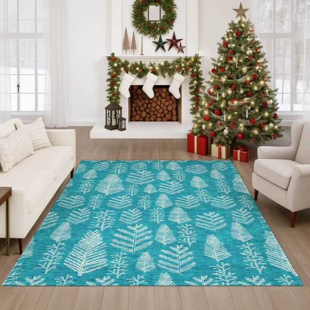 Dalyn Merry & Bright MY21 Teal Rug shown in a room