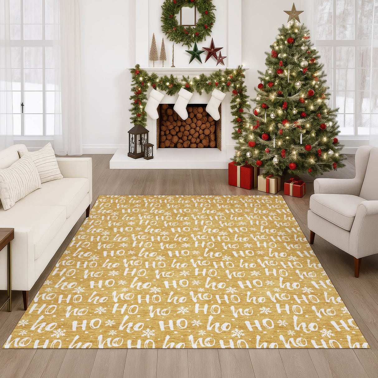 Dalyn Merry & Bright MY22 Gold Rug shown in a room