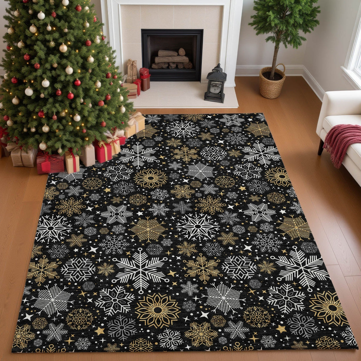 Dalyn Merry & Bright MY25 Black Rug shown in a room