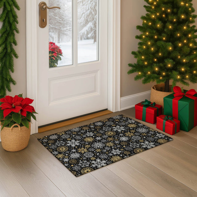 Dalyn Merry & Bright MY25 Black Rug shown in a room