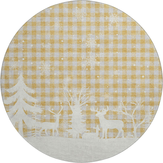 Dalyn Merry & Bright MY26 Gold Rug round rug