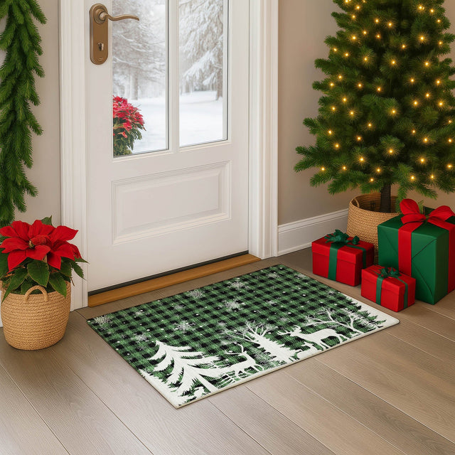 Dalyn Merry & Bright MY26 Green Rug shown in a room