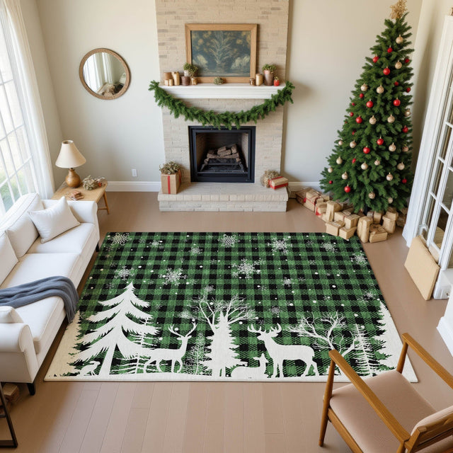 Dalyn Merry & Bright MY26 Green Rug shown in a room