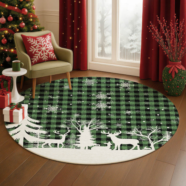 Dalyn Merry & Bright MY26 Green Rug shown in a room