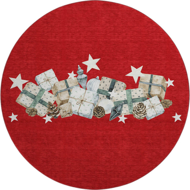Dalyn Merry & Bright MY27 Red Rug round rug