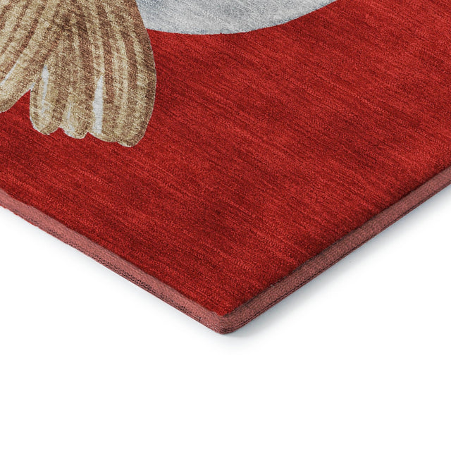 Dalyn Merry & Bright MY28 Red Rug corner detail
