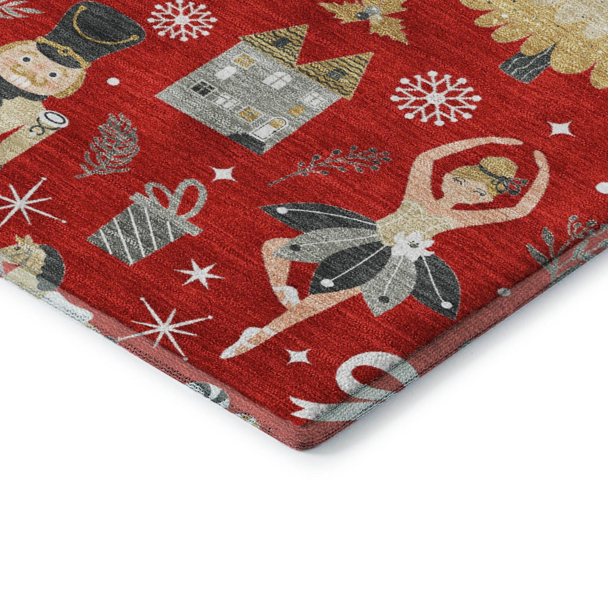 Dalyn Merry & Bright MY29 Red Rug corner detail