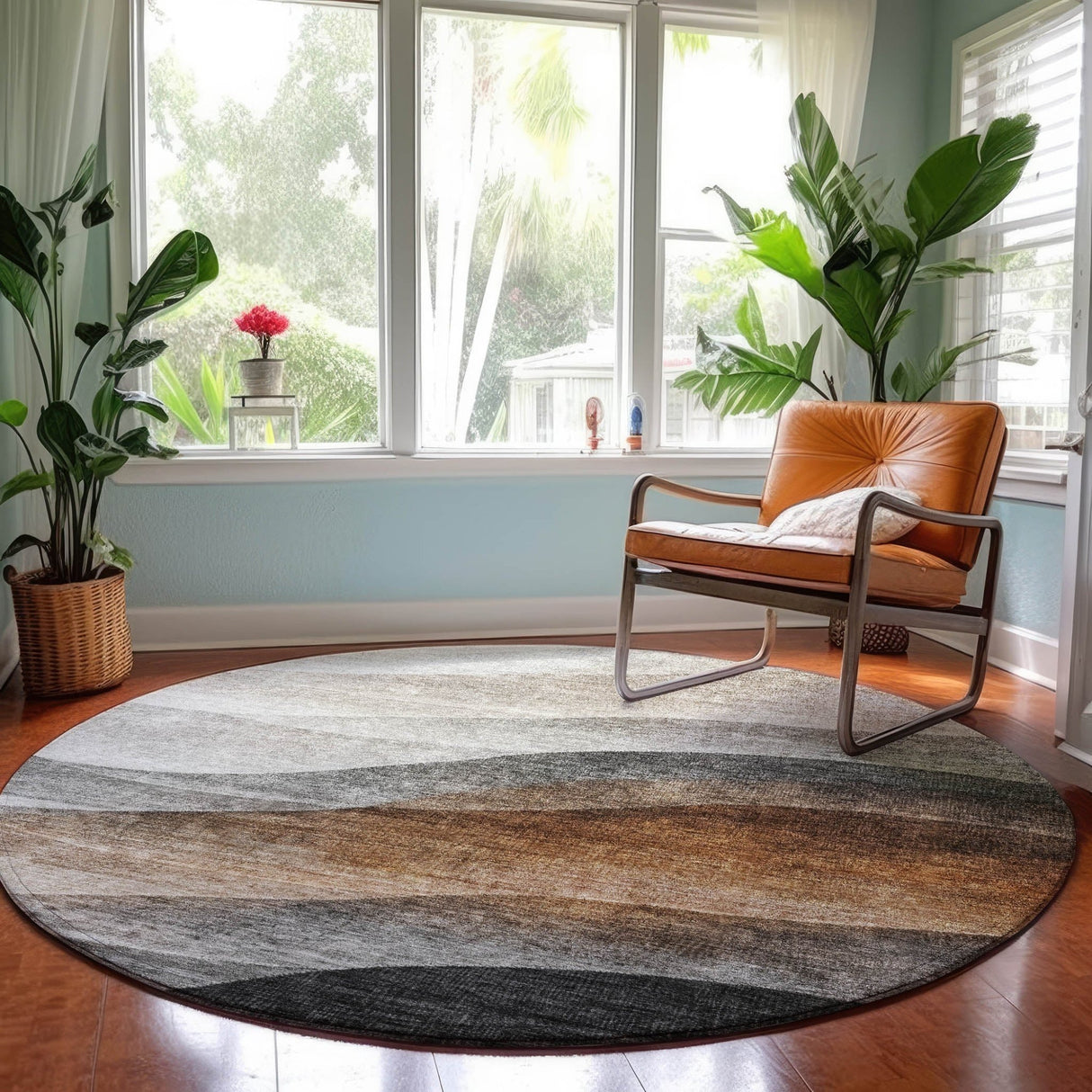 Dalyn Neo NO1 Khaki Rug shown in a room