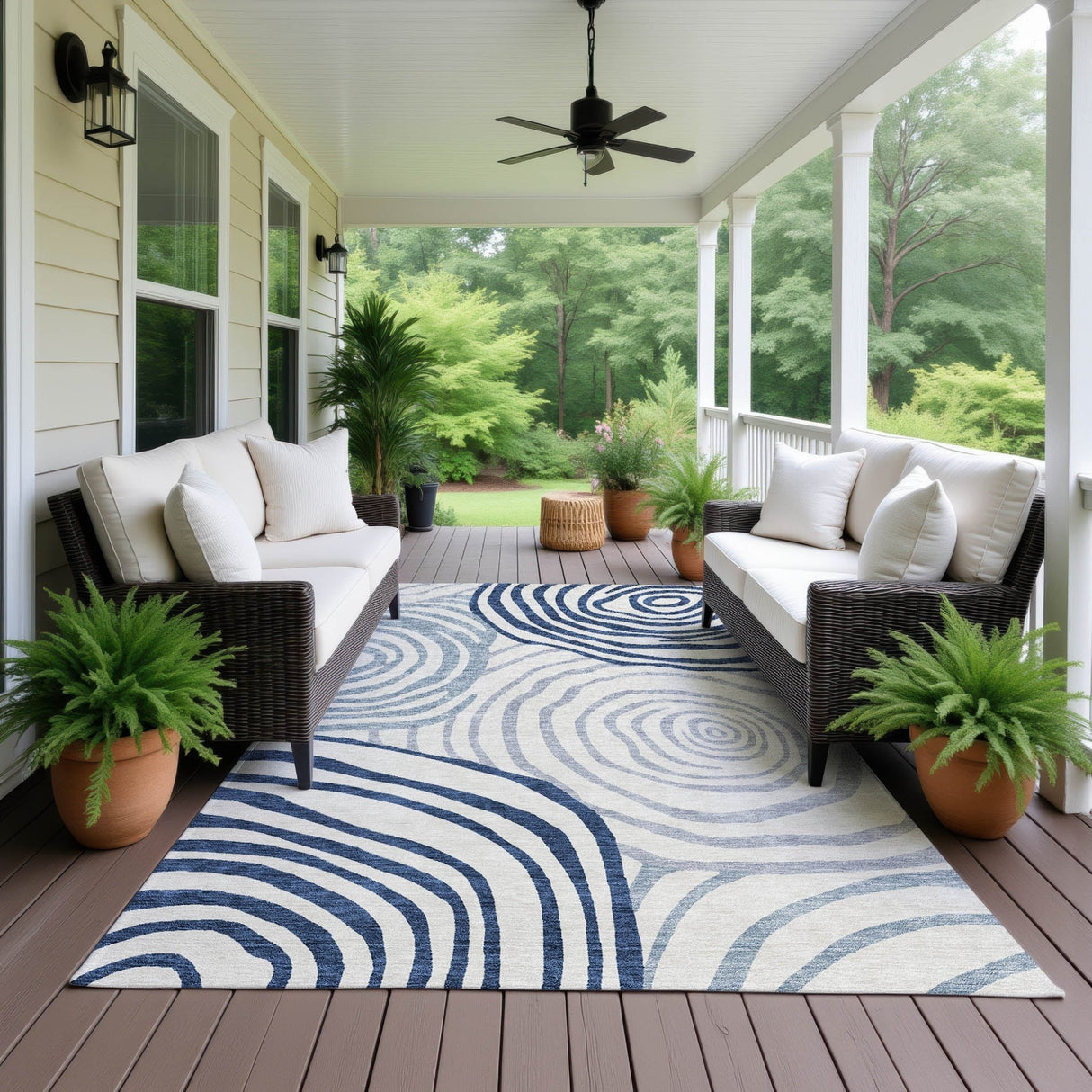 Dalyn Neo NO10 Blue Rug outdoor lifestyle image