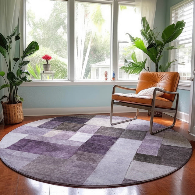 Dalyn Neo NO15 Eggplant Rug shown in a room