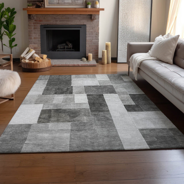 Dalyn Neo NO15 Pewter Rug shown in a room