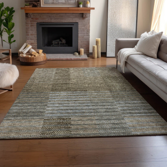 Dalyn Neo NO17 Taupe Rug shown in a room