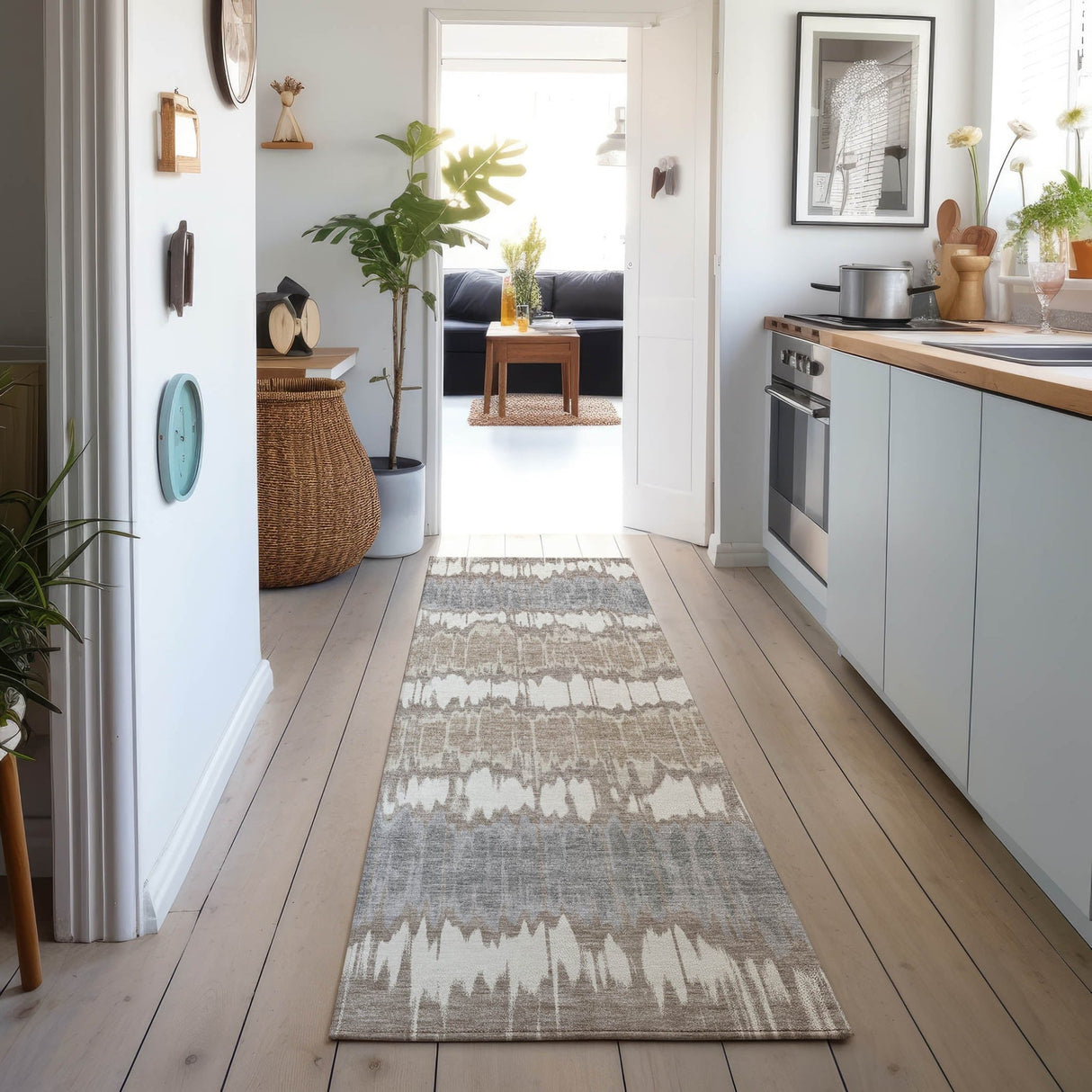 Dalyn Neo NO9 Taupe Rug shown in a room