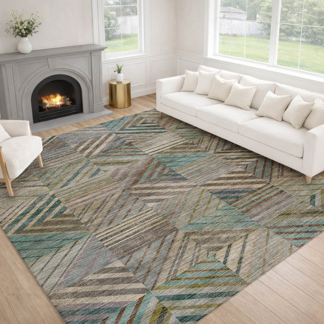 Dalyn Nexus NX2 Teal Rug shown in a room