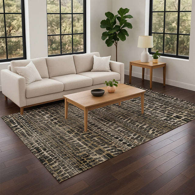 Dalyn Nexus NX5 Black Rug shown in a room