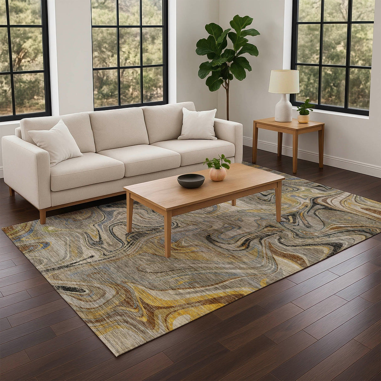 Dalyn Nexus NX6 Gray Rug shown in a room