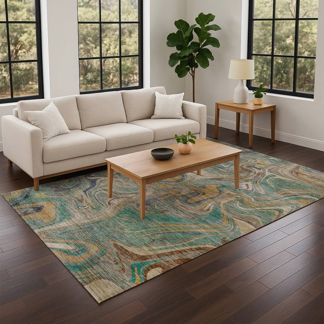 Dalyn Nexus NX6 Teal Rug shown in a room