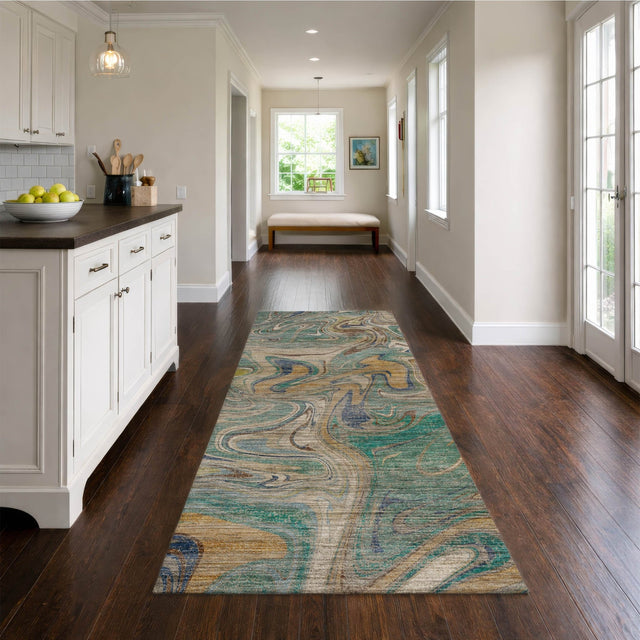 Dalyn Nexus NX6 Teal Rug shown in a room