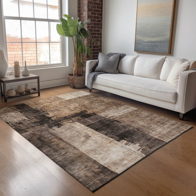 Dalyn Nouveau NV10 Brown Rug shown in a room