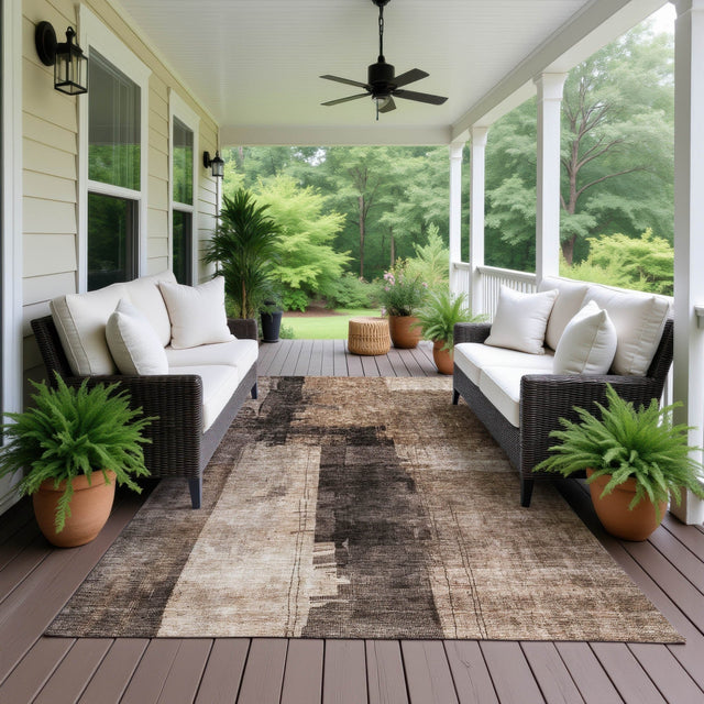 Dalyn Nouveau NV10 Brown Rug outdoor lifestyle image