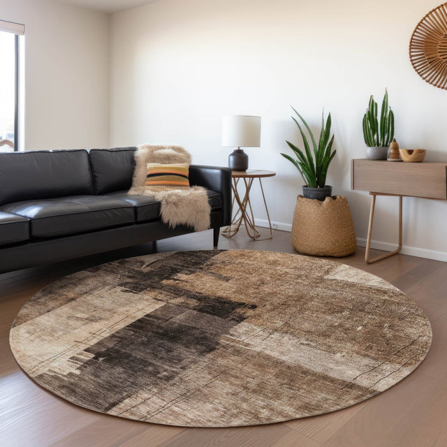 Dalyn Nouveau NV10 Brown Rug shown in a room