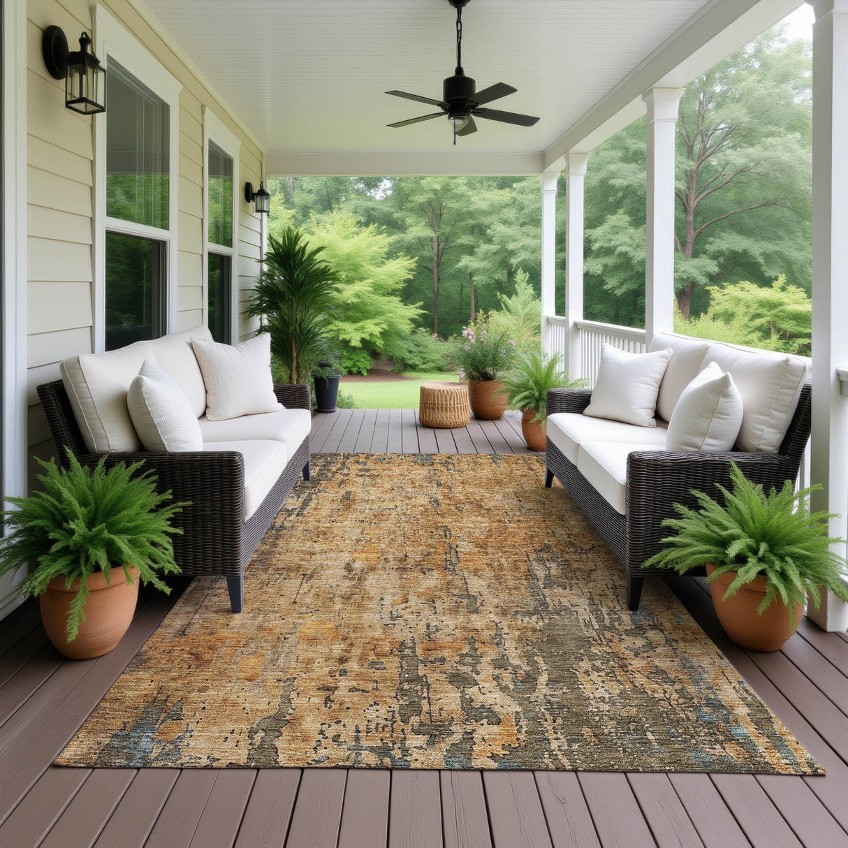 Dalyn Nouveau NV11 Copper Rug outdoor lifestyle image
