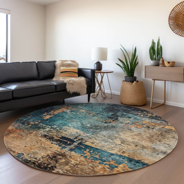 Dalyn Nouveau NV14 Teal Rug shown in a room