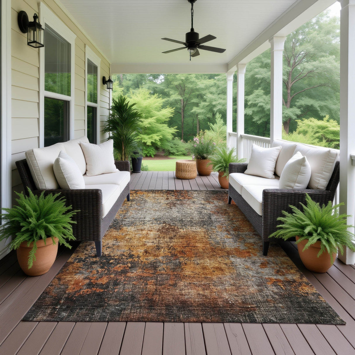 Dalyn Nouveau NV18 Paprika Rug outdoor lifestyle image