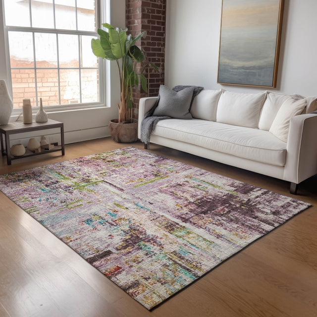 Dalyn Nouveau NV2 Lavender Rug shown in a room