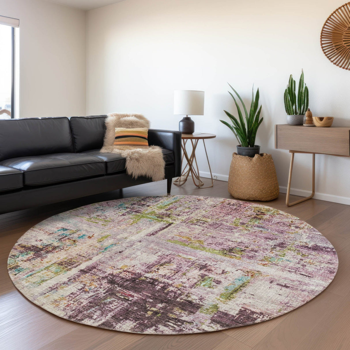 Dalyn Nouveau NV2 Lavender Rug shown in a room
