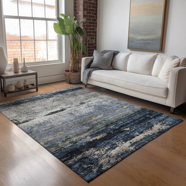 Dalyn Nouveau NV3 Navy Rug shown in a room